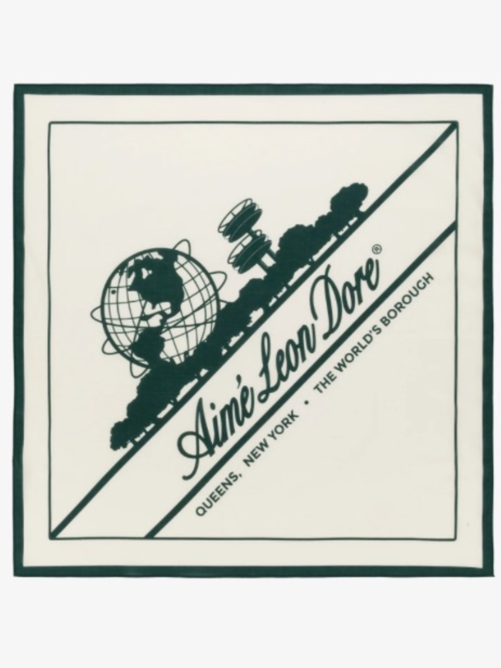 Aime Leon Dore Cream Bandana with Dark Green Globe Graphic